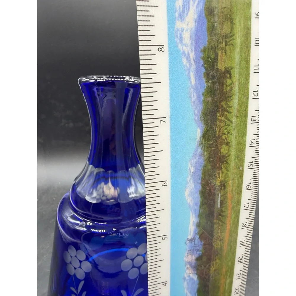 Vintage‎ Cobalt Blue Bohemian Cut Glss Carafe